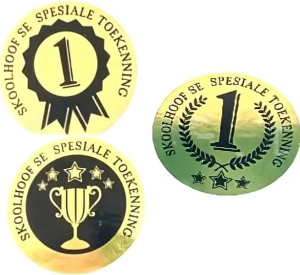 Skoolhoof Se Spesiale Toekenning - Goue Plakkers 40MM