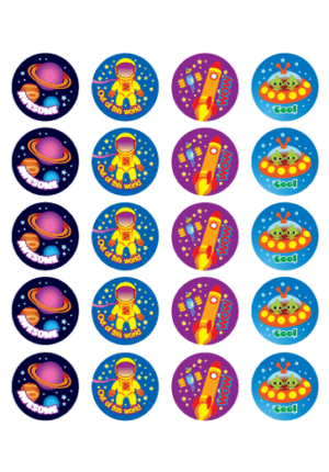 Space Themed Stickers - 100pcs