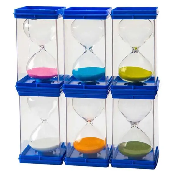 Giant Sand Timers (Set of 6) 30 secs, 1, 3, 5, 10 & 15 mins