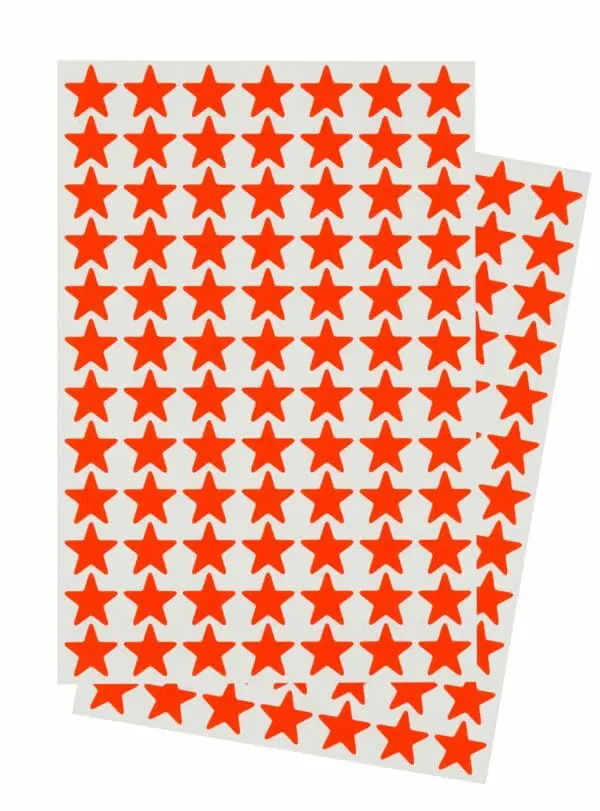 Red Fluorescent Star Stickers - 168pcs