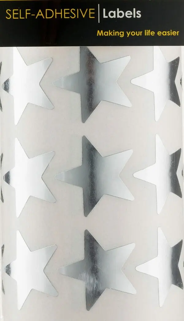 Large Silver Star Stickers - 1075pc on roll (23mmx23mm)
