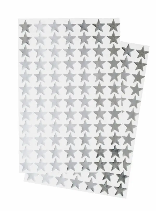 Silver Star Stickers - 168pcs