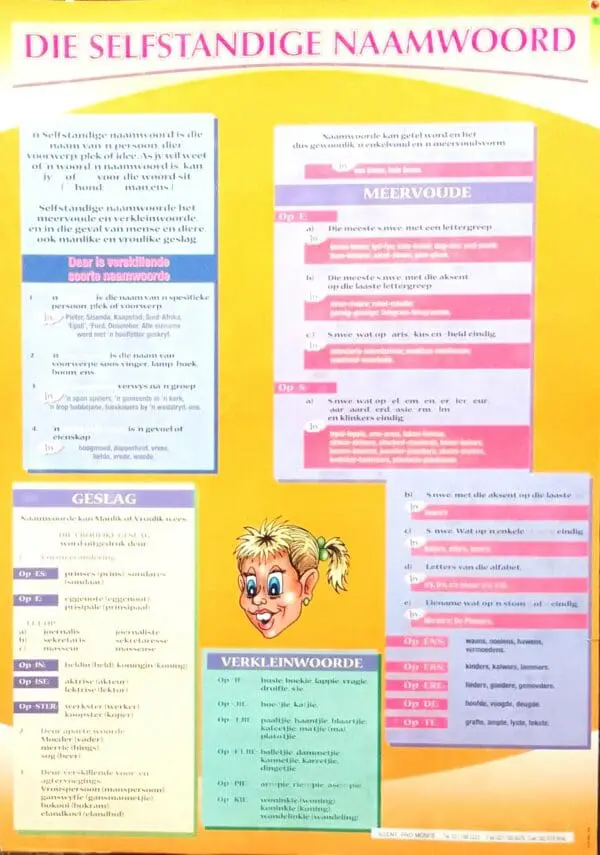 Selfstandige Naamwoorde - Afrikaans - Wall Chart - A1 Laminated