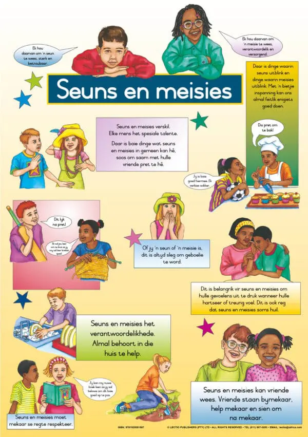 Seuns en Meisies - Afrikaans - Wall Chart - A1 Laminated