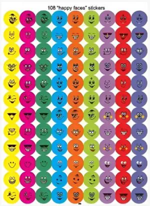 Happy Smiley Faces Stickers - 108pcs