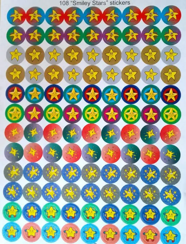 Smiley Star Stickers - 108pcs