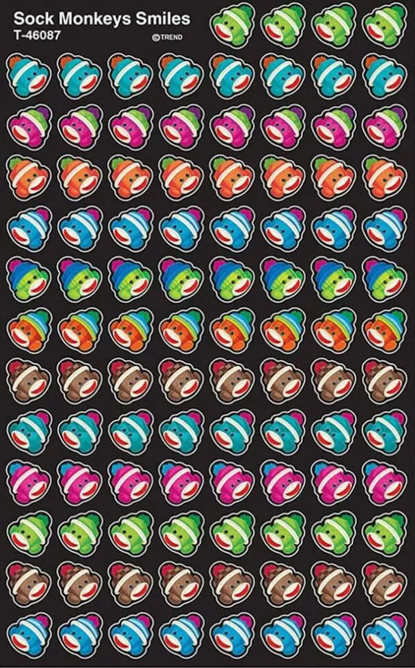Sock Monkeys Smiles Stickers - superShapes - 800PCS