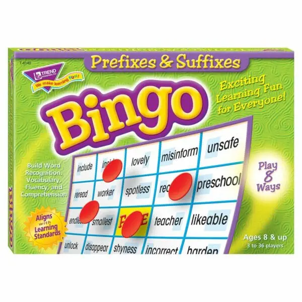 Prefixes & Suffixes Bingo Game - Trend Enterprise