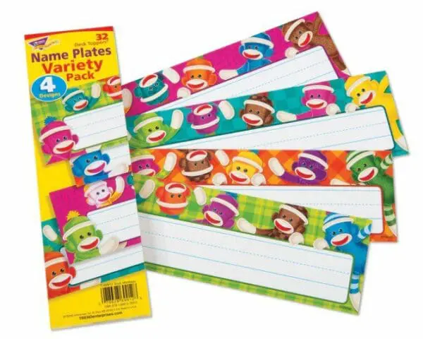 Desk Toppers - Nameplates - Sock Monkeys - Variety Pack - 32pcs