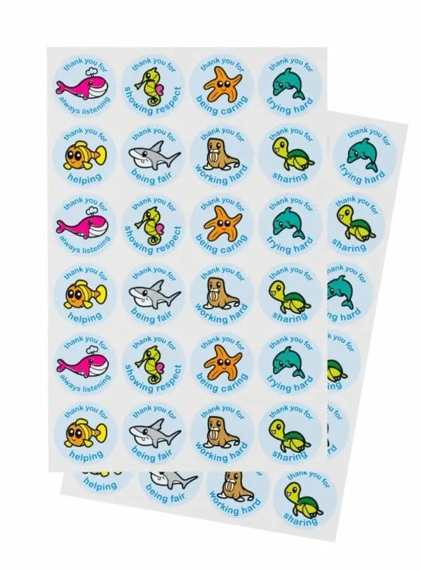 Thank You Stickers - Sea Life - 72pcs