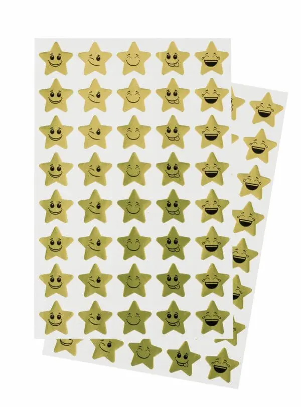 Gold Smiling Stars Stickers - 120pcs