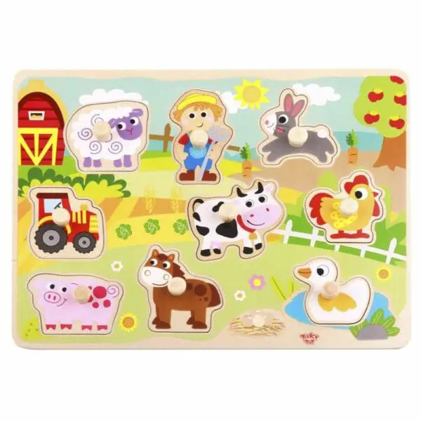 Wood Puzzle - Farm Knob Puzzle - 9pc - TookyToy
