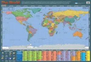 World Political Map - Wall Chart - Laminated 76cm x 52cm