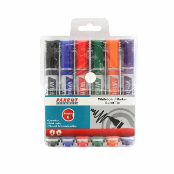 Whiteboard Marker - Bullet Tip - 6 Colours
