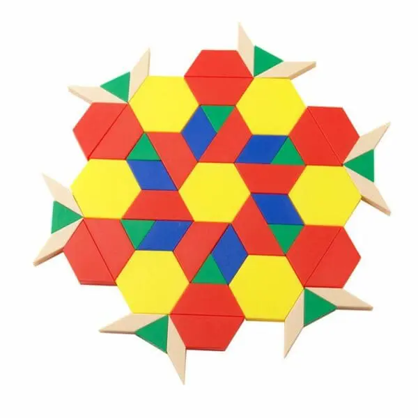 Pattern Blocks - 6Shapes 6Colours - Solid Plastic (250pc)