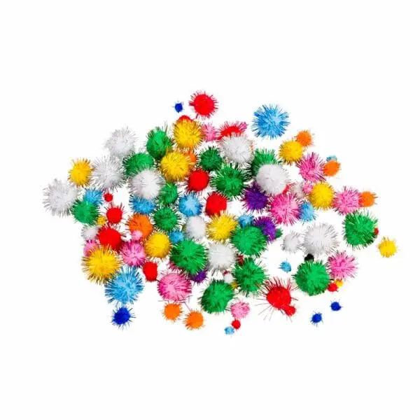 Pom Poms - Jumbo Pack - Glitter 100 Assorted - Anthony Peters