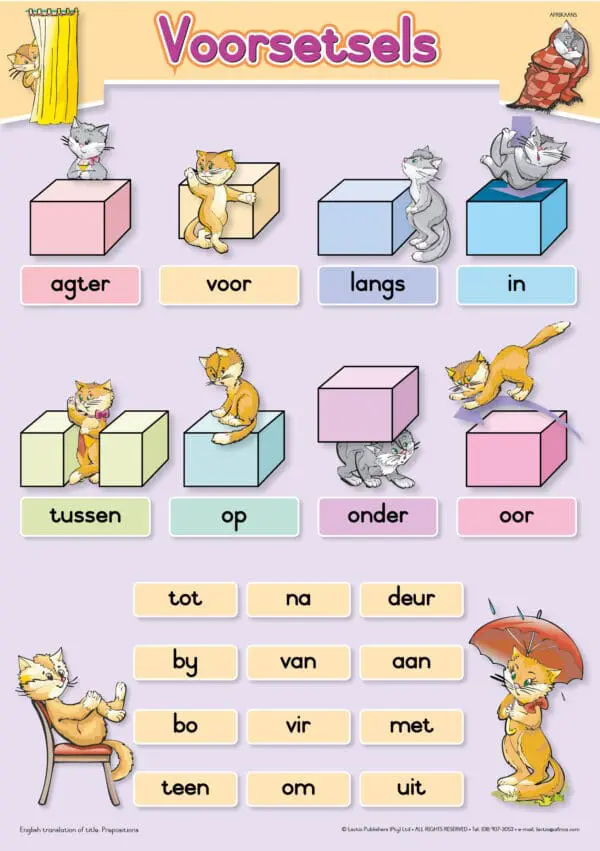 Voorsetsels - Afrikaans - Wall Chart - A1 Laminated