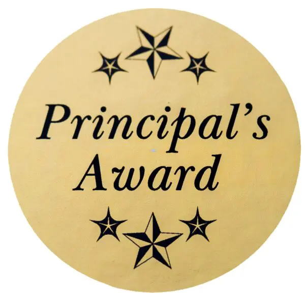 Principal’s Award Sticker - Gold Gloss Finish - 40mm - 100pc / Roll