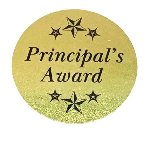 Principal’s Award Sticker - Gold Gloss Finish - 40mm - 100pc / Roll