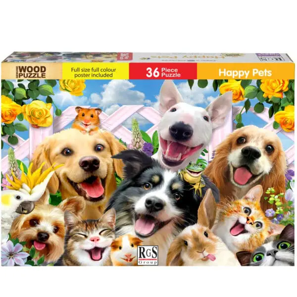 Wood Puzzle - Happy Pets - 36pcs