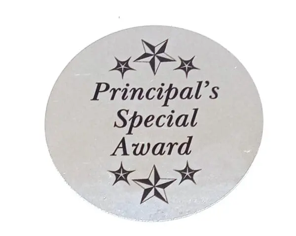 Principal’s Award - Silver Stickers - Gloss Finish - 40mm - 100pc Roll