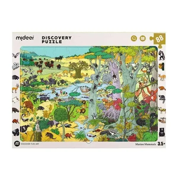 Puzzles - Big Wildlife Animal Small Wildlife Animal - Discovery Puzzle - 88 Pieces - Mideer