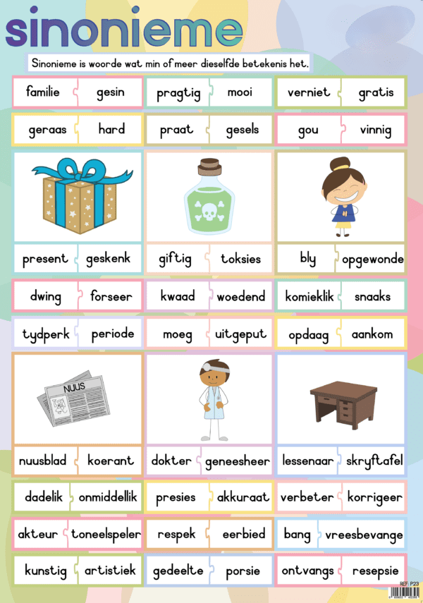 Sinonieme - Afrikaans - Wall Chart - Laminated (+- 480X680mm)