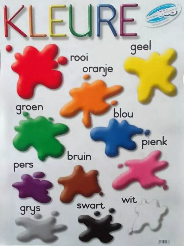 Kleure - Afrikaans - Wall Chart -Laminated (680mm x 480mm)