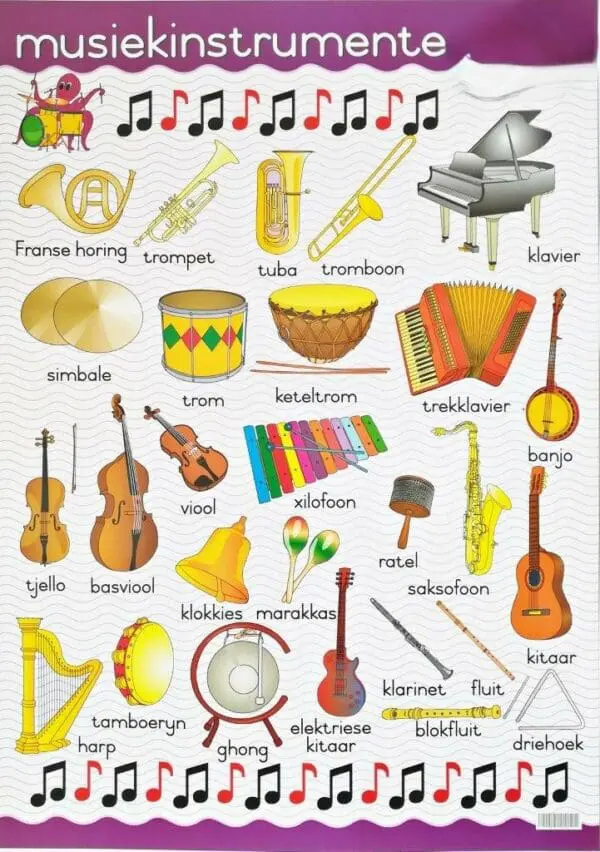Musiekinstrumente - Afrikaans - Wall Chart - 680mm x 480mm