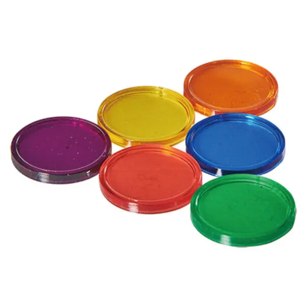 Counters - Round Transparent 6 Colour 20mm