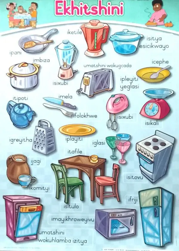 Ekhitshini - In the kitchen - Wall Chart - A1 Laminated