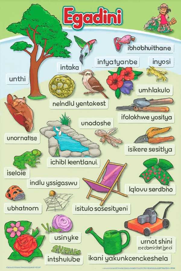 Egadini - In the garden - Wall Chart - A1 Laminated