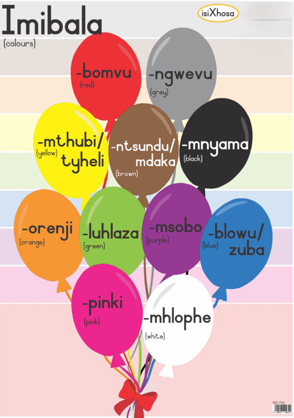 Imibala - Colours - Wall Chart - Laminated (680mm x 480mm)