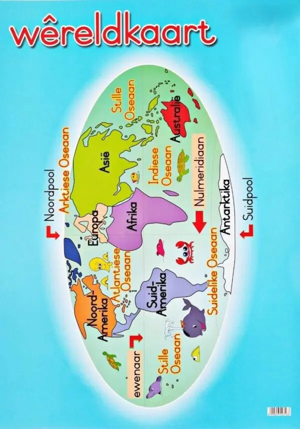 Wereld kaart - Wall Chart - Laminated (+- 480X680mm) Clearance