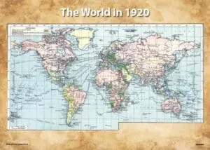 The World In 1920 - Map - Wall Chart - Clearance Sale!!! (used for display)