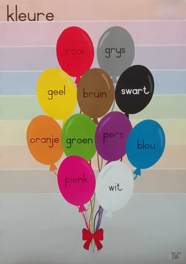 Kleure - Afrikaans - Wall Chart -Laminated (680mm x 480mm)