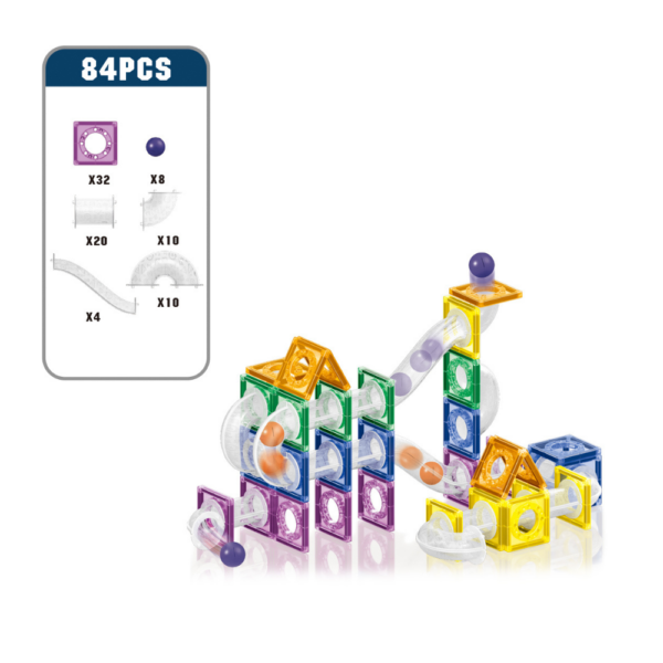 Magnetic Tiles with Track Ball - 84 Pieces - Cogo - Image 2