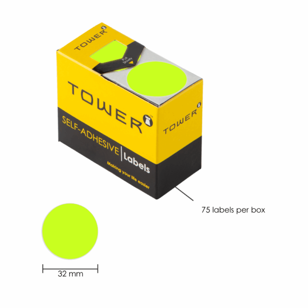 Fluorescent Lime Green Colour Code Stickers - 75pcs Roll