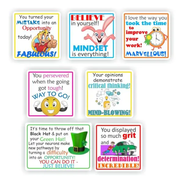 Growth Mindset Motivational Stickers - 70pc