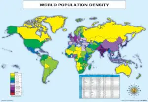 World Map - Population Density - Wall Chart - Clearance Sale