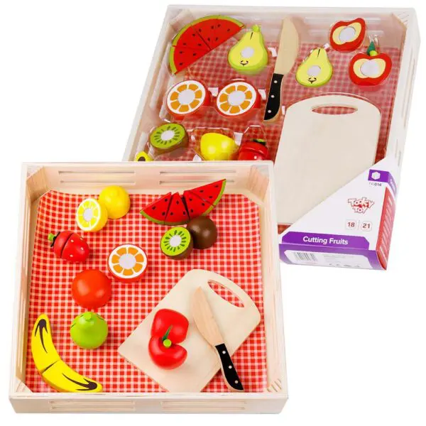 Pretend Play - Picnic Toy Set - Wooden Cutting Fruit