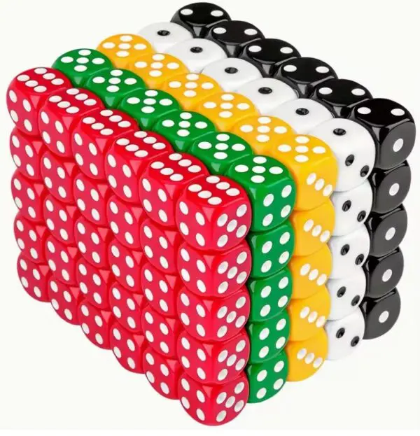 Dice - Plastic Assorted Dot Dice 50pcs