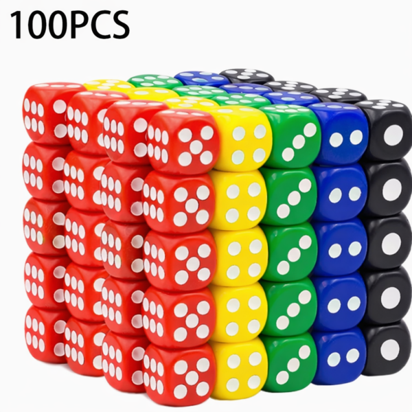 Dice - Plastic Assorted Dot Dice 100pcs