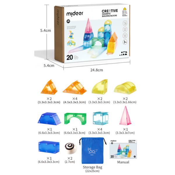 Mideer - Creative Magnetic Building Blocks Set - 20 Pieces - Image 4