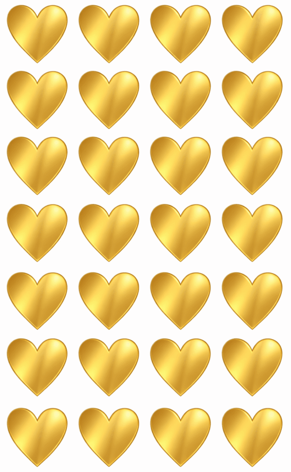 Gold Colours Heart Stickers - 160pcs